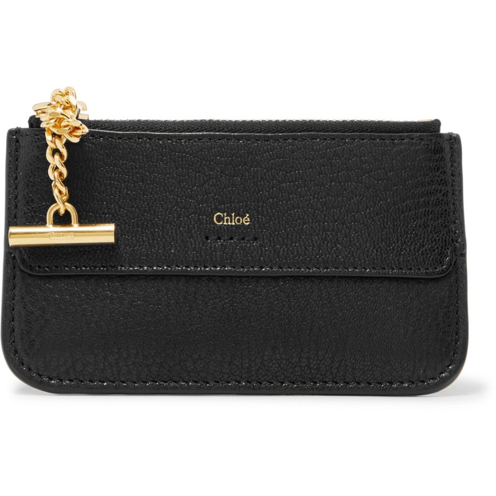 CHLOÉ  -  Drew textured-leather cardholder wallet